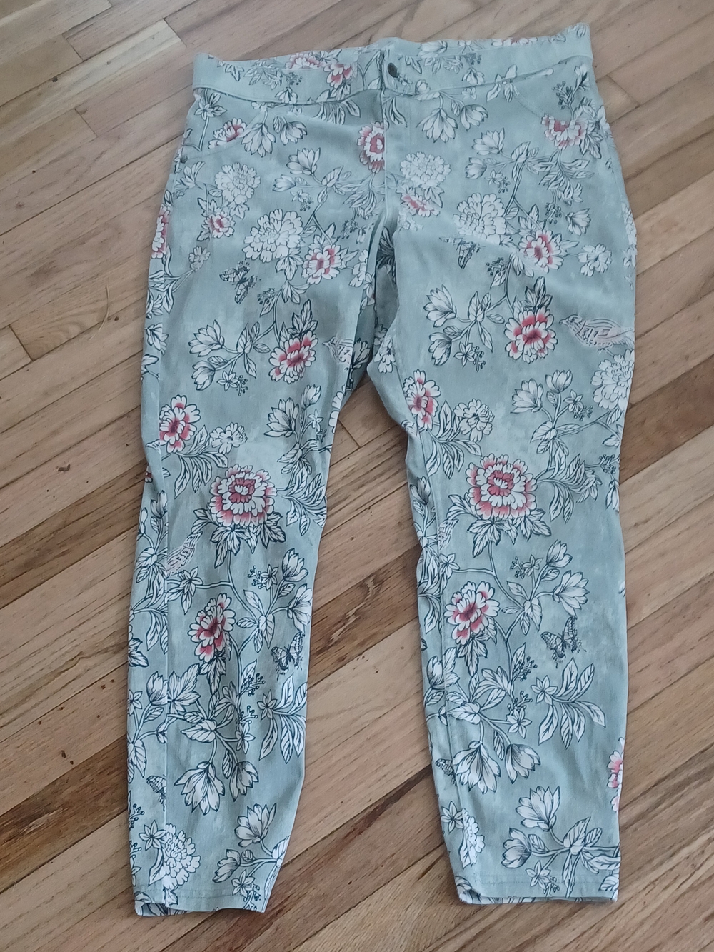 HUE Mint Green Floral Skinny Jeans 2x